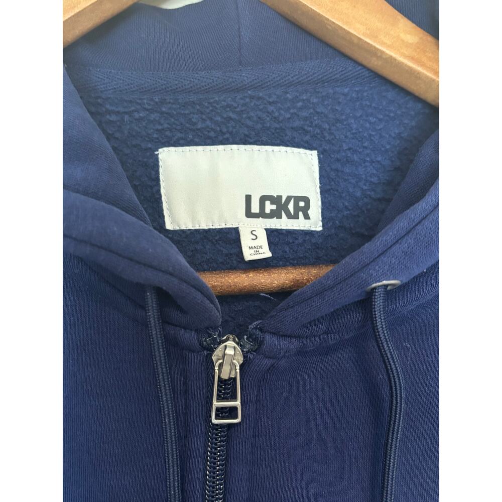 LCKR Mens Blue Zip Up Hoodie Size S Sweatshirt Full Zip Jacket Fleece Pullover - Picture 3 of 3